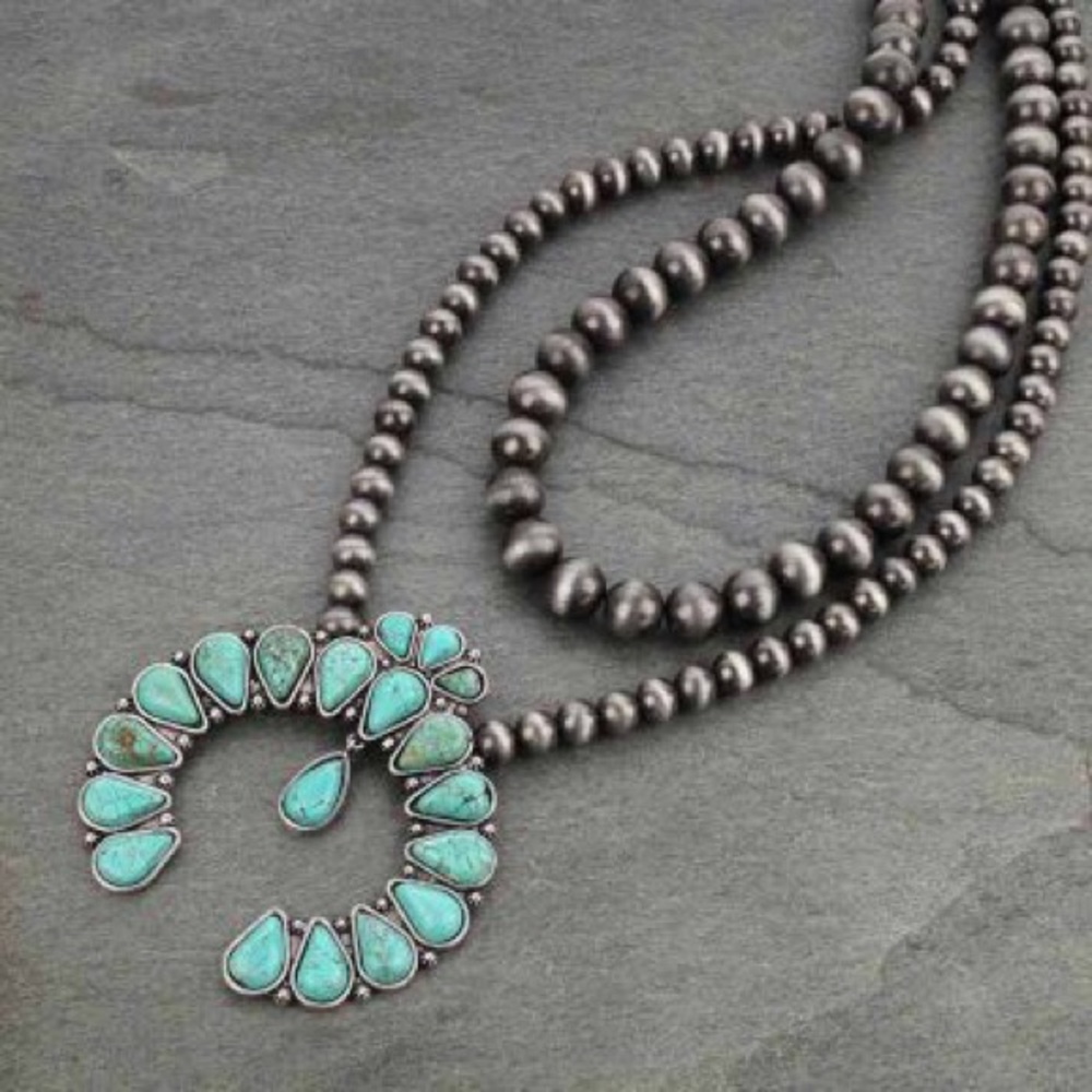 Big! Squash Blossom Naja Natural Stone Necklace
